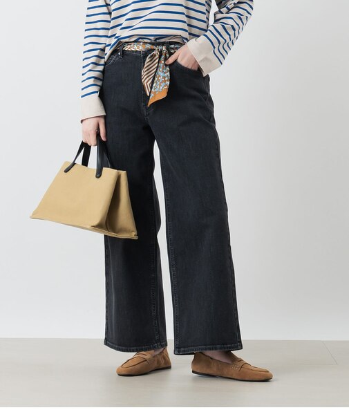【ストレッチ】EDWIN 11オンス ワイドブラックデニムパンツ