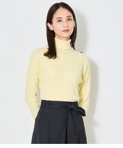 レーヨンポリエステルリブ タートルネックニットプルオーバー
