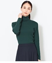 レーヨンポリエステルリブ タートルネックニットプルオーバー