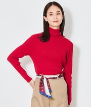 レーヨンポリエステルリブ タートルネックニットプルオーバー