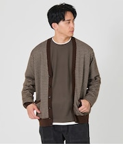 【ウォッシャブル】小紋ドット Vネックカーデカーディガン