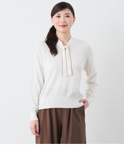 【手洗い可能】ウォッシャブルウール ボウタイプルオーバー