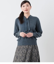 【手洗い可能】ウォッシャブルウール ボウタイプルオーバー