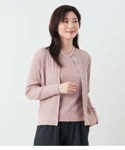 【手洗い可能】親子ケーブル クルーネックカーディガン
