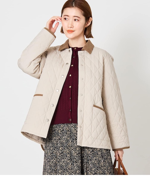 【撥水】ストレッチナイロン キルティングショートコート