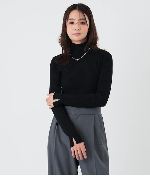 Y's ワイズ 19AW ウールハイネックリブコート ブラック 3 ハイネックニットプルオーバー レディース プレーティングワイドリブ