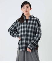 オーバーシャツ レディース モノトーンオンブレチェック