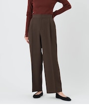 【手洗い可能】2タックストレートパンツ レディース ウールライクツイル