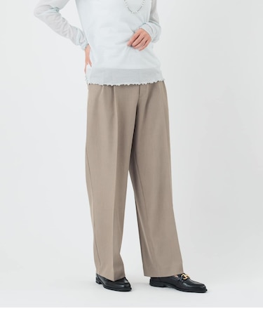 【手洗い可能】2タックストレートパンツ レディース ウールライクツイル