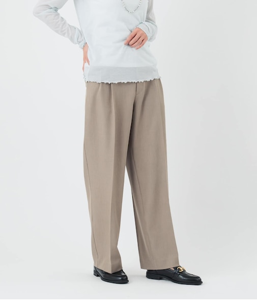 【手洗い可能】2タックストレートパンツ レディース ウールライクツイル