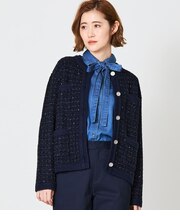 ファンシーツィードライク ニットジャケット