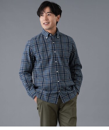 ムリネ ビッグチェック 長袖ショートボタンダウンシャツ