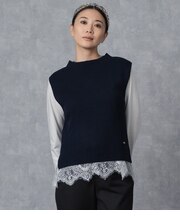 畔編みニットベスト