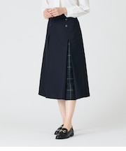 切り替えチェックフレアスカート レディース T／Wツイル
