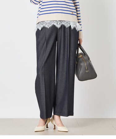 TRシャンブレーツイル タックワイドパンツ
