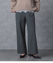 裏起毛ツイル あったかワイドパンツ
