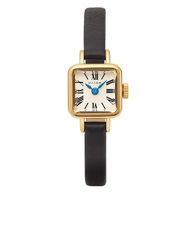 【MATOW】 Tsuki 淡月 -たんげつ- / ミニスクエア ゴールド ホワイト ブラックレザー　mw006003 クォーツ