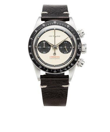 OUTLINE × TiCTAC 2レジスタークロノ YK20232-1WHLB ホワイト レザーモデル チックタック別注モデル クォーツ メンズ