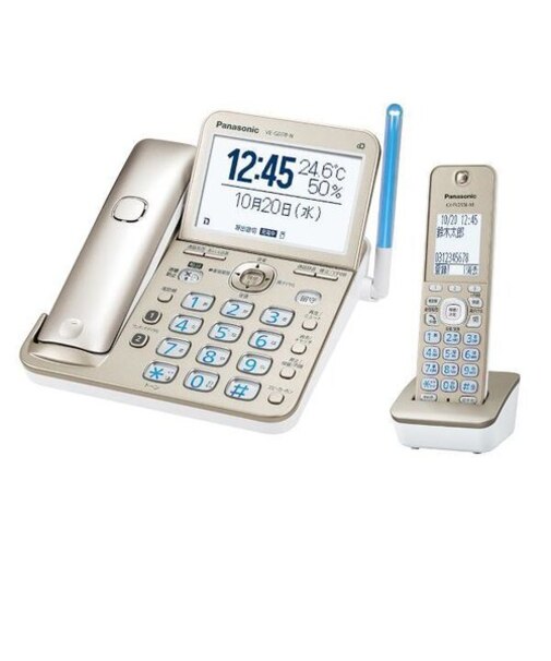 パナソニック/Panasonic/デジタルコードレス電話機 【子機1台タイプ/温度・湿度アラーム搭載/シャンパンゴールド】  VE-GD78DL-N