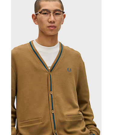 Tipped Pique Texture Cardigan - M2654