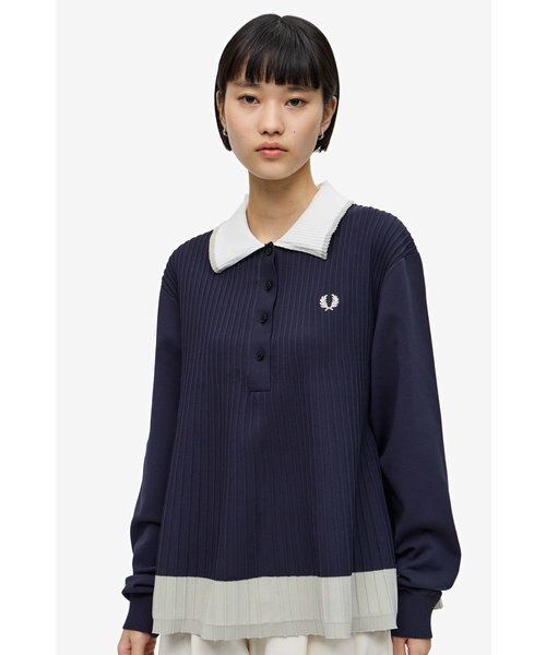 Knitted Pleated Long-Sleeved Shirt - F7246｜フレッドペリーの通販 