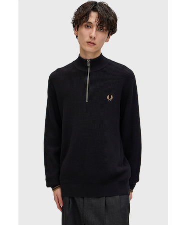 Waffle Stitch Half Zip Jumper - K8557
