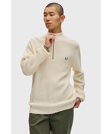 Waffle Stitch Half Zip Jumper - K8557