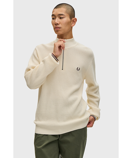 Waffle Stitch Half Zip Jumper - K8557