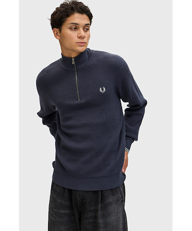 Waffle Stitch Half Zip Jumper - K8557