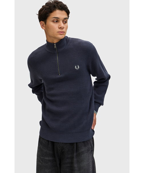 Waffle Stitch Half Zip Jumper - K8557