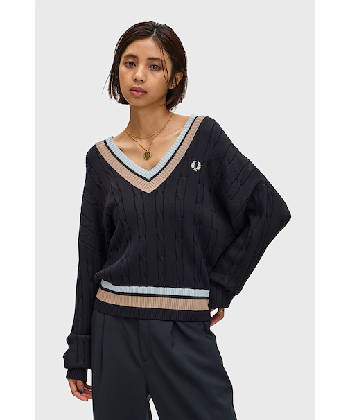Bold Tipped Cable Knit Jumper - K1102