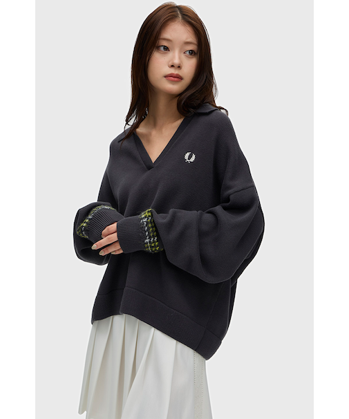 Tartan Panel Knitted Shir - K1153