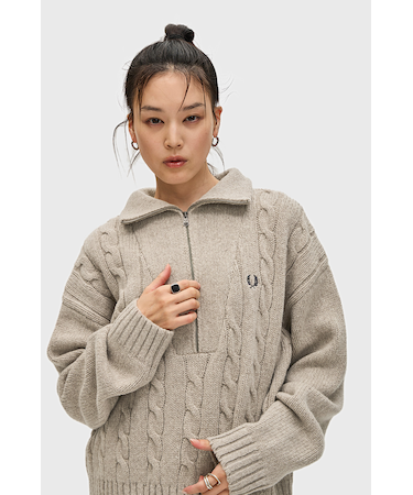 Half Zip Cable Knit Jumper - K1103