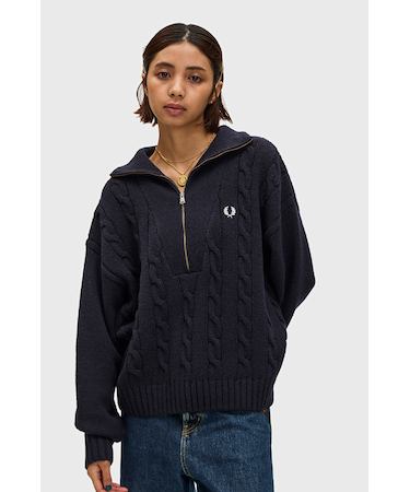 Half Zip Cable Knit Jumper - K1103