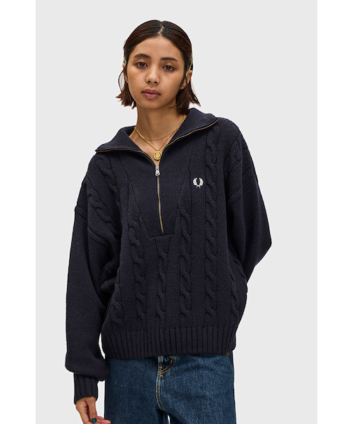 Half Zip Cable Knit Jumper - K1103