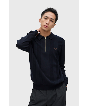 Tonal Stripe Knitted Polo Shirt - K1555