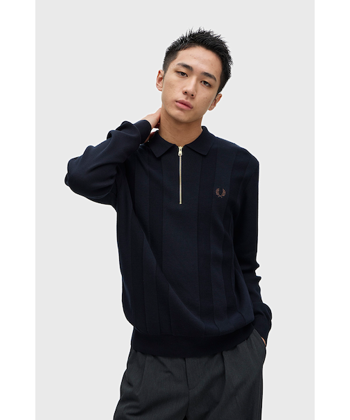 Tonal Stripe Knitted Polo Shirt - K1555