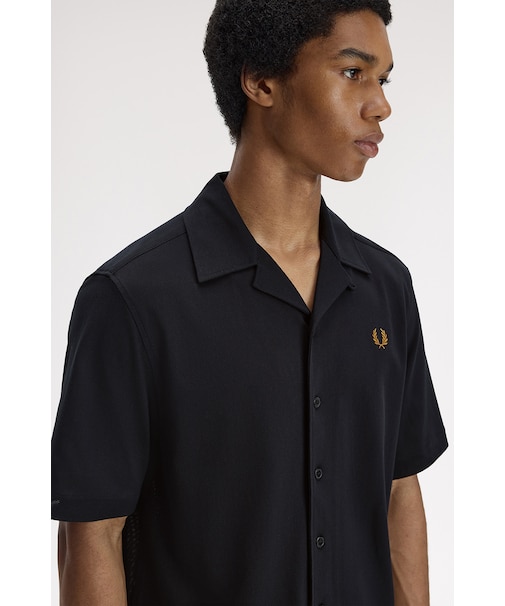 Compress Mesh Revere Collar Shirt - M1745