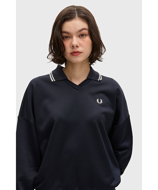 Tipped Open Collar Sweatshirt - G3140