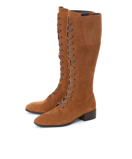 cavacava サバサバ レディース 本革 レースアップロングブーツ 7420005 ライトブラウン