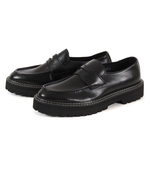 whoop-de-doo フープディドゥ プラットフォームコマンドソールコインローファー 23230538 ブラック