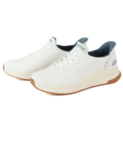 大きいサイズ【29cm 30cm 31cm 32cm】SKECHERS スケッチャーズ SLIP-INS スリップインズ ボブス スクワッド 4 ダイレクト ステップ 118424 WHT BBK