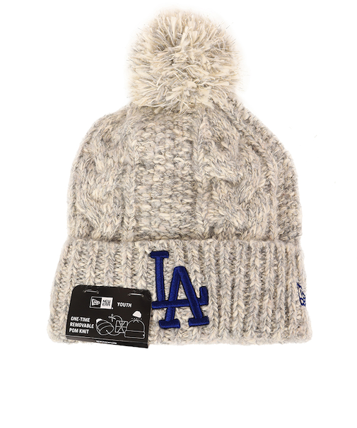 【キッズ・ユースサイズ】NEW ERA ニューエラ ポンポンニット帽 ロサンゼルス ドジャース 60533840 グレー 海外限定 日本未発売