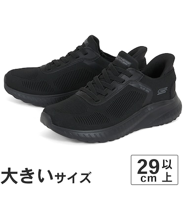 大きいサイズ【29cm 30cm 31cm】SKECHERS スケッチャーズ SLIP-INS スリップインズ ボブス スクワッド カオス ソリッド ステップ 118312W BBK ブラック