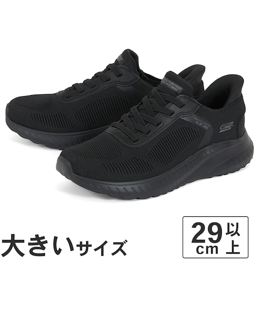 大きいサイズ【29cm 30cm 31cm】SKECHERS スケッチャーズ SLIP-INS スリップインズ ボブス スクワッド カオス ソリッド ステップ 118312W BBK ブラック