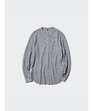 ワッフルヘンリーネックTシャツ/長袖