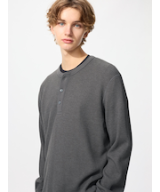 ワッフルヘンリーネックTシャツ