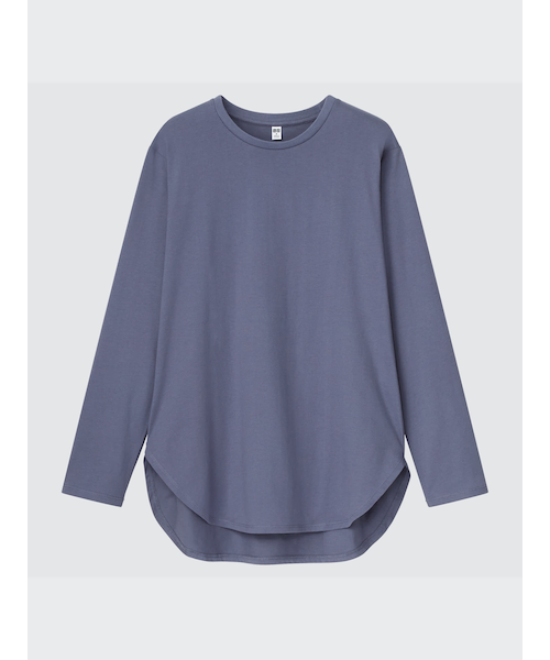 ユニクロ★UNIQLO160スムースコットンシャツテールTシャツ長袖 スムースコットンシャツテールT（長袖）｜ユニクロの通販｜&mall