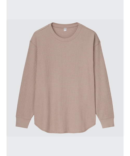 しぉ出品 forksy.】オーバーサイズワッフルヘンリーネック配色ステッチT