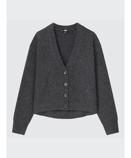 スフレヤーンVネックショートカーディガン（長袖）